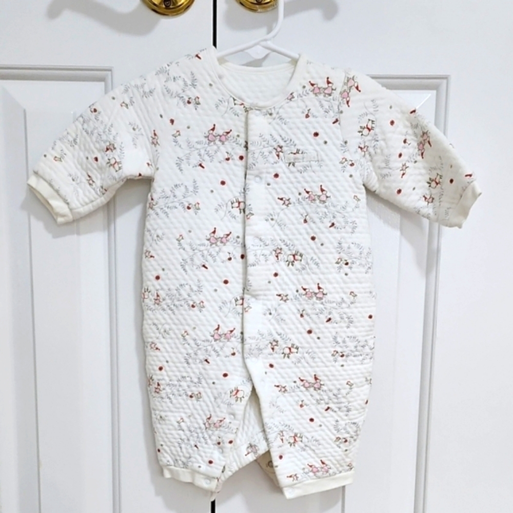 White Quilted Baby Sleep Sack with Animal Print